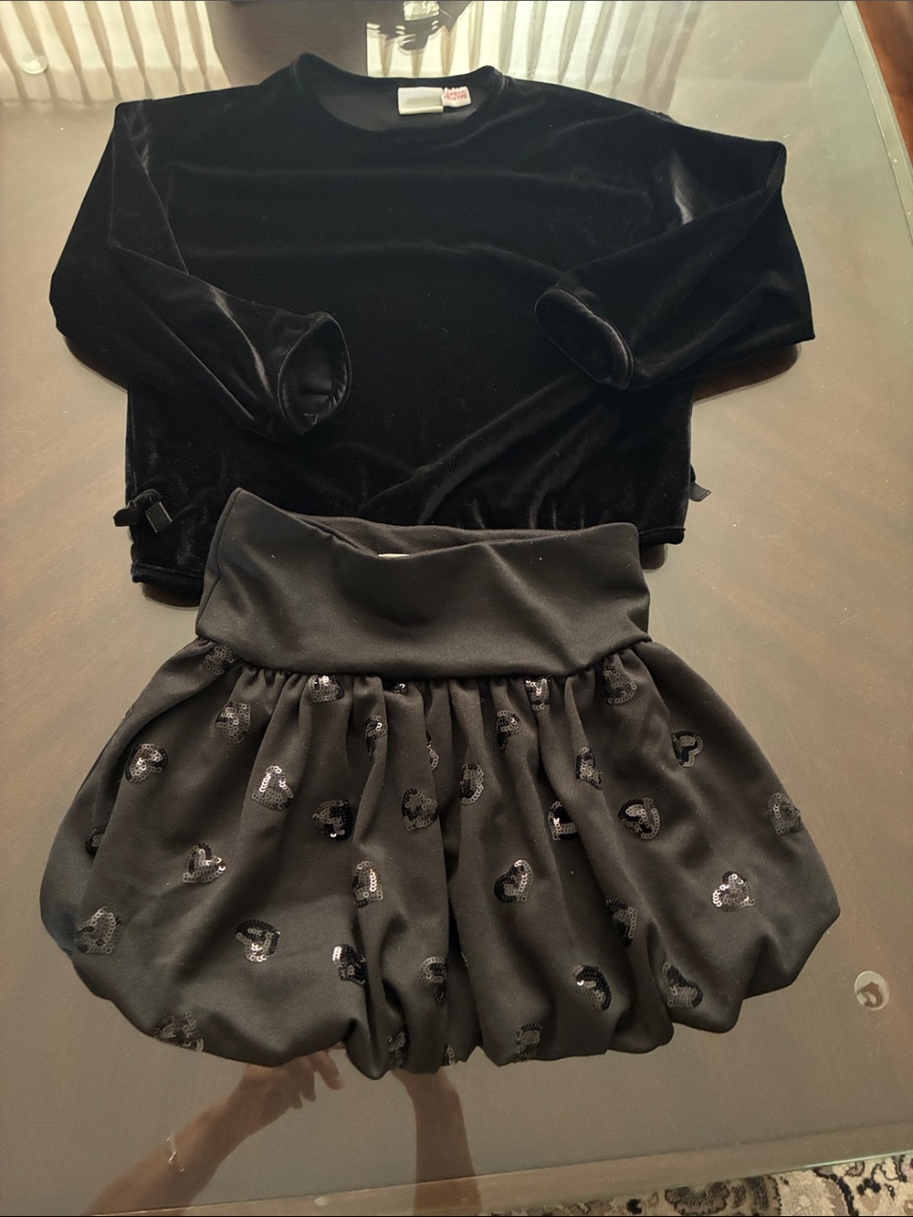 Zara Black Bubble Skirt with Sequin Heart Details